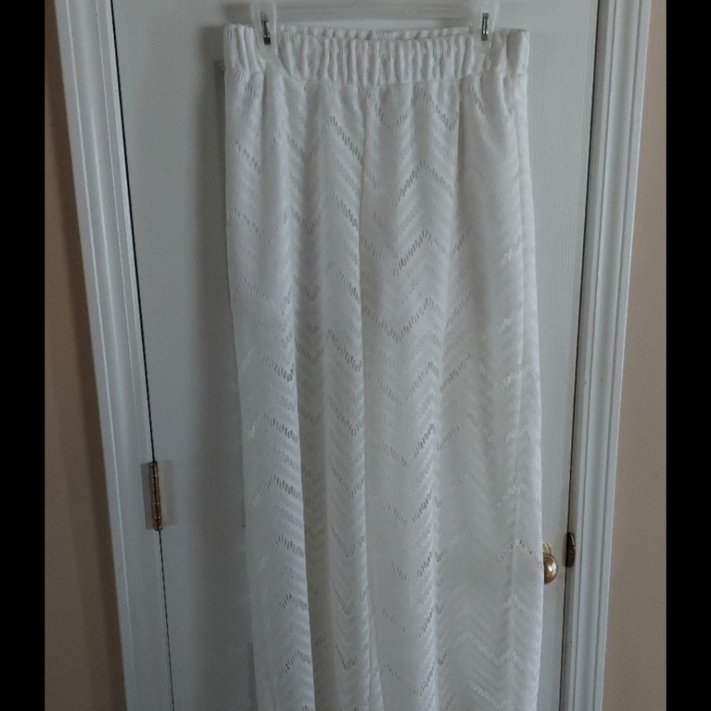 JWK LACE WIDE LEG LACE PANTS PARTLY LINED MED 30" Inseam Unique Rare CHIC!
